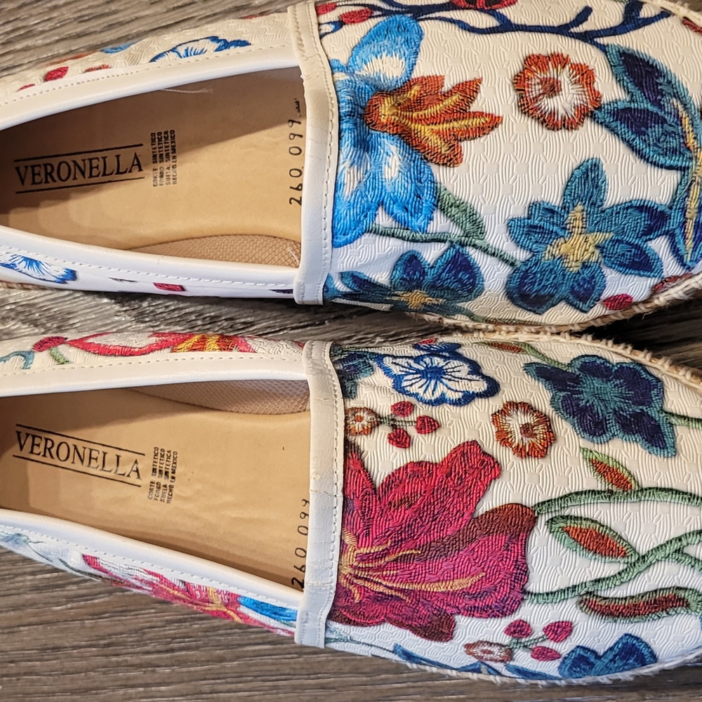 Blue and White Floral Slip-On Flats